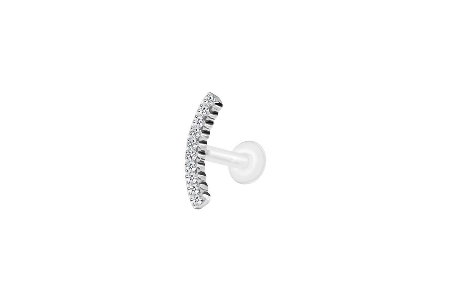 PTFE Labret Piercing mit Innengewinde + Titan-Aufsatz KRISTALLBOGEN